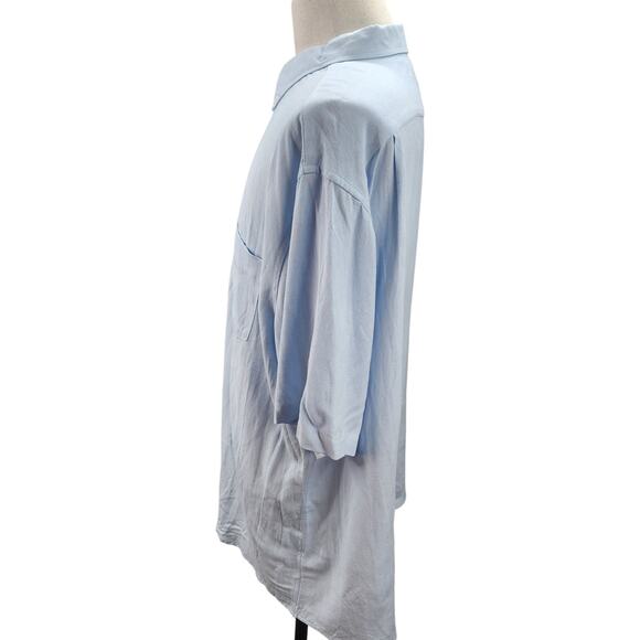 NWT Sedyrak Mens Dress Shirt 2XL Blue Linen Blend Short Sleeve Button Down Soft - Picture 6 of 12